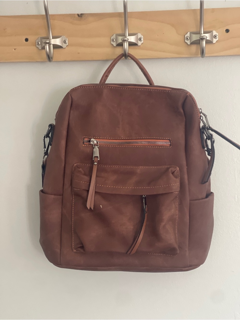 Brown Leather Backpack Purse